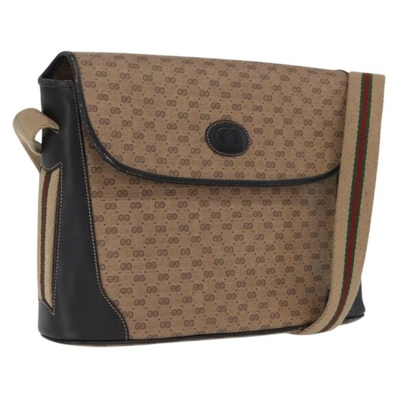 Authentic GUCCI Micro GG Supreme Web Sherry Line Bag PVC Beige Silver